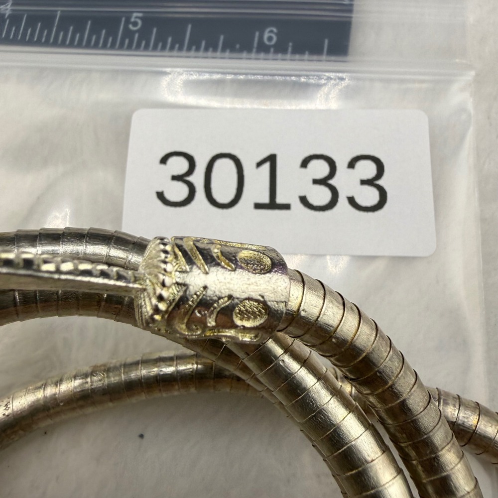 Snake Wrap Bracelet Silver Tone Black Eyes Flexible Coil Size 8 - Picture 5 of 7